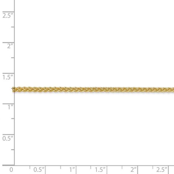 2mm, 14k Yellow Gold, Hollow Wheat Chain Necklace, 20 Inch - Picture 5 of 8